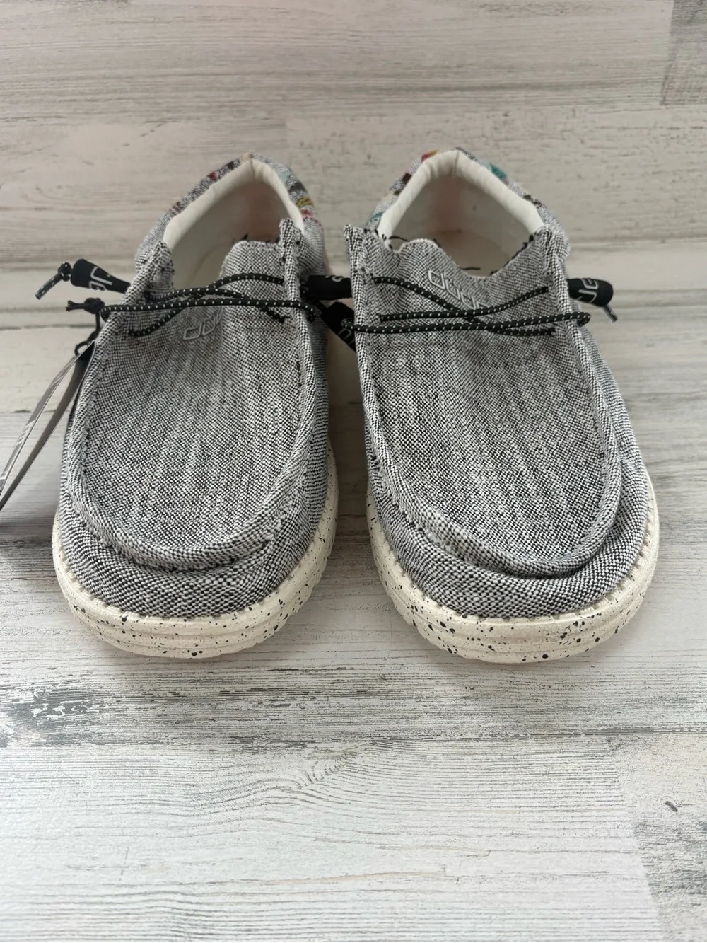 Hey Dude Men’s Size 13 Wally Funk Etno Gray Slip On Shoes Multi Color Heel NWT